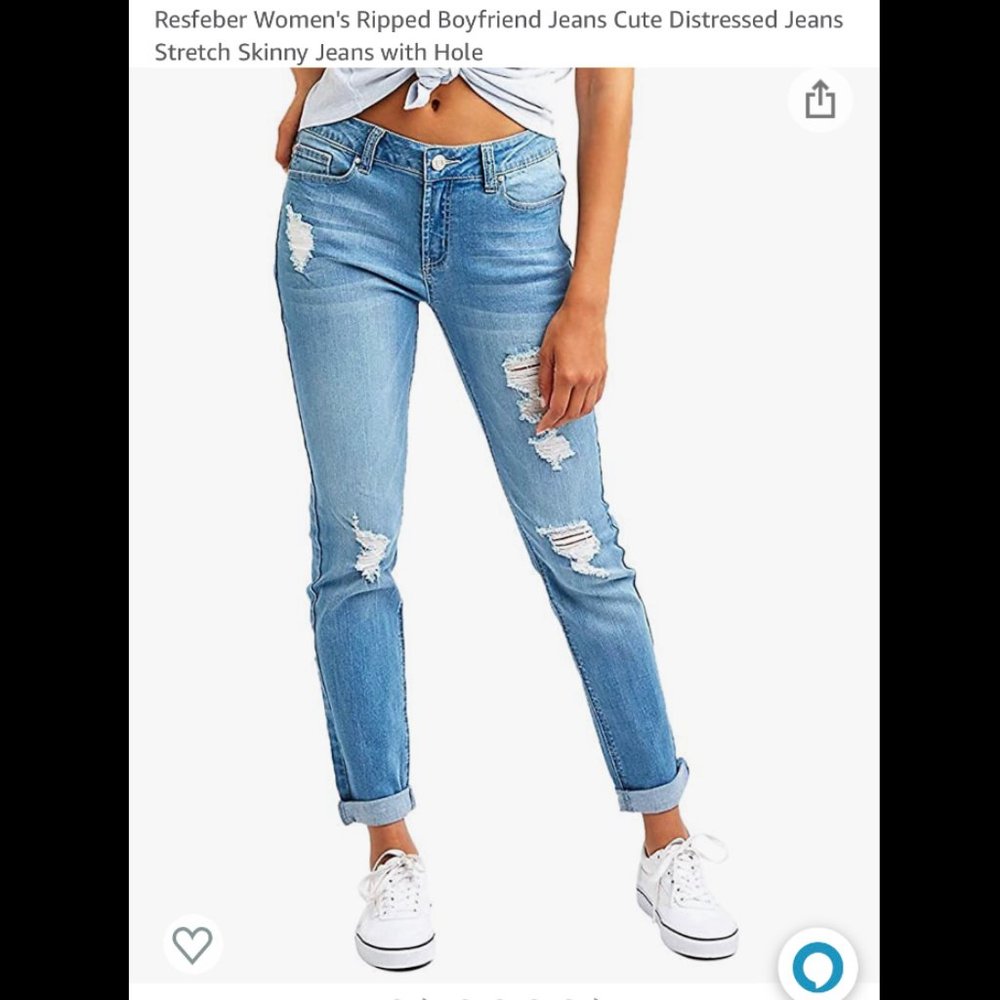 Resfeber Women's Distressed Boyfriend Jeans